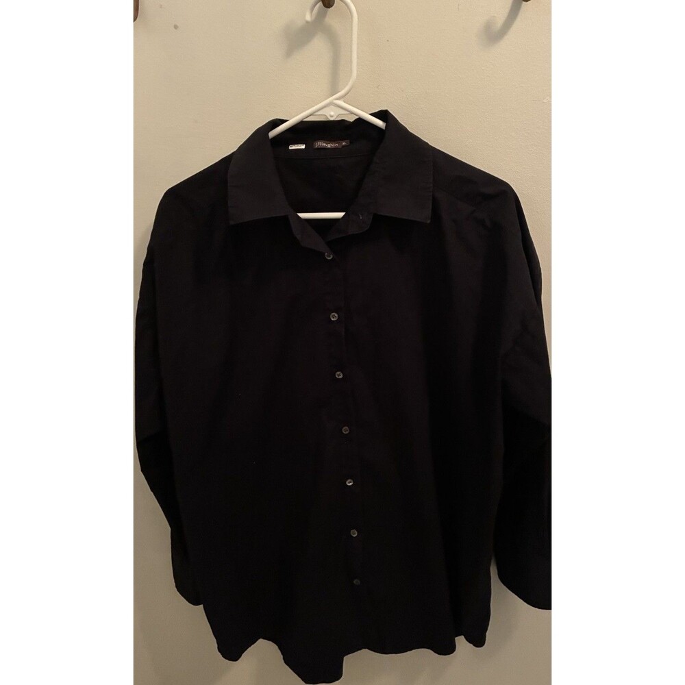 J. McLaughlin Women’s Black Cotton Button-Up Dress Shirt Long Sleeve Office XL